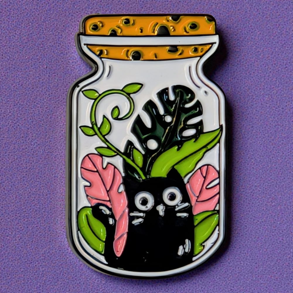 Cute Cat in Jar Enamel Pin